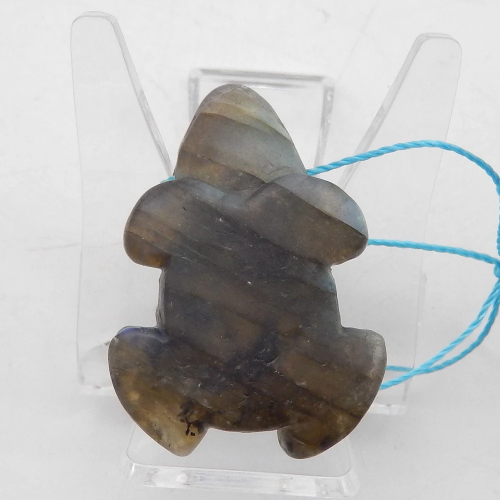 Natural Labradorite Frog Carving Pendant Bead