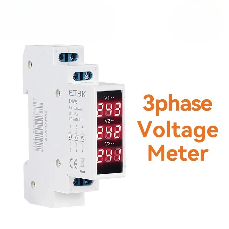 

Modular Digital Voltmeter 3ph 80-500v Voltage Meter Din Rail Voltagemeter Detector Three-Display 3-500R.