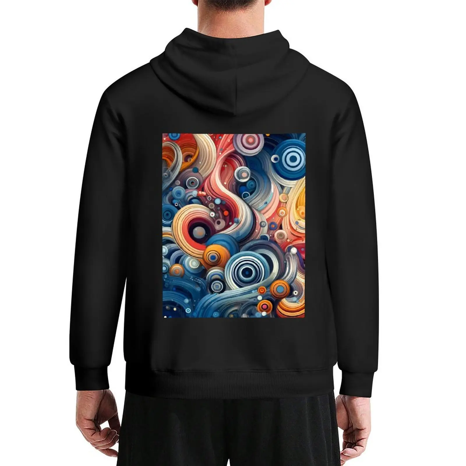 

Dynamic Swirls and Circles Artwork - Vibrant Geometric Canvas Print Hoodie men's clothing hoodies and sweatshirts new