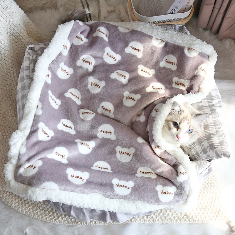 Esteras suaves para dormir para mascotas, mantas cálidas para perros y gatos, sábanas bonitas para mascotas de invierno, cómodas, mantas para gatos, suministros de calentamiento para mascotas