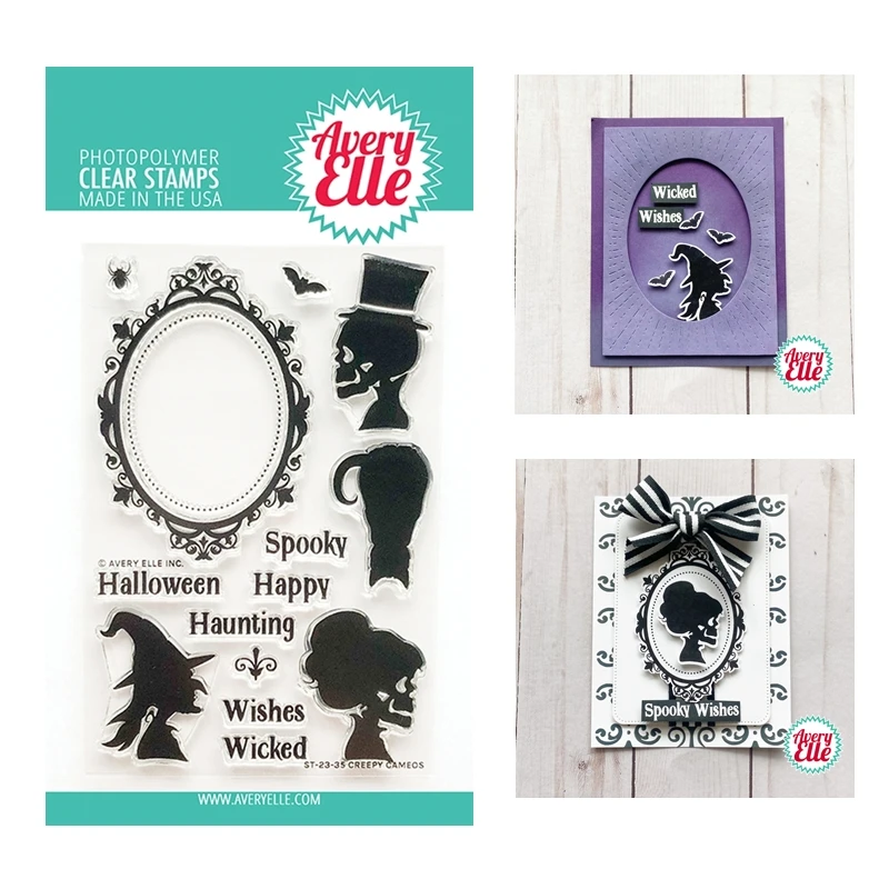 

New 2023 Halloween Spooky Wicked Creepy Cameos Cutting Dies for Paper Making Clear Stamps Scrapbooking Frame Card