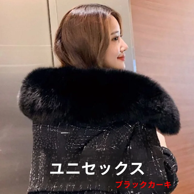 フォックスファー襟付きダウンジャケット帽子 グリーン ブラック レッド 人工フォックスファー 大きな毛皮ストリップ ミンクファー襟 おしゃれなテキスタイルアクセサリー