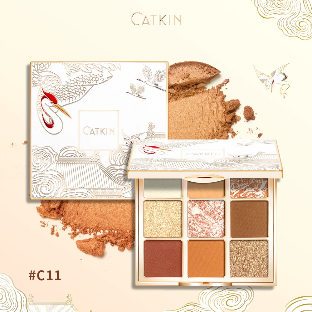 CATKIN Dreamworld Eyeshadow Palette Makeup, Matte Shimmer 9 Colors, Highly Pigmented, Creamy Texture Natural Bronze Neutral