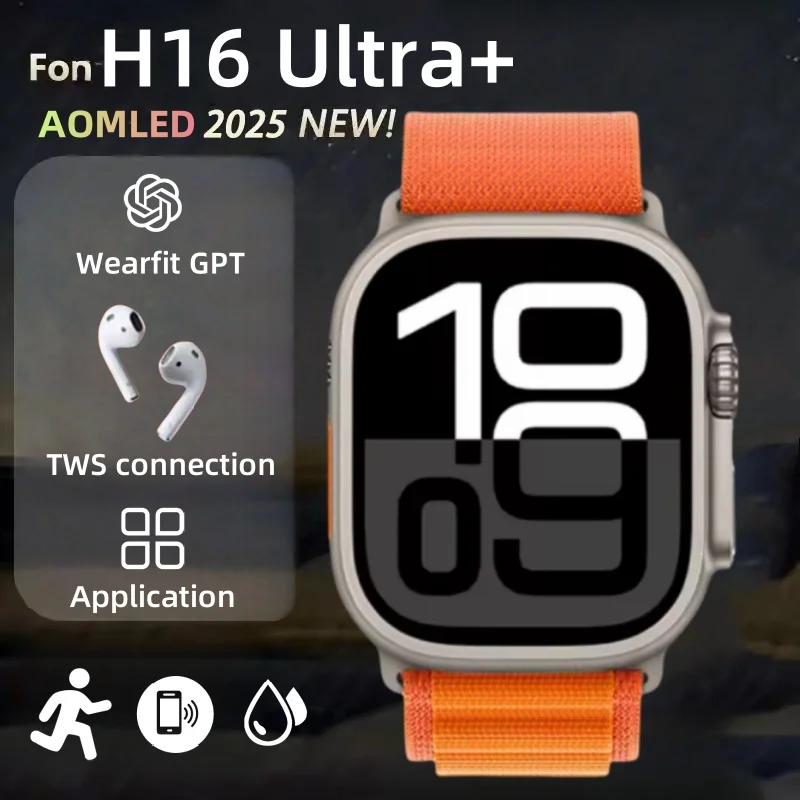 

Оригинальные умные часы Hello Plum H16 Ultra Plus, 49 мм, версия AMOLED-экрана, компас, 1 ГБ ПЗУ, смарт-часы с местным альбомом для мужчин и женщин