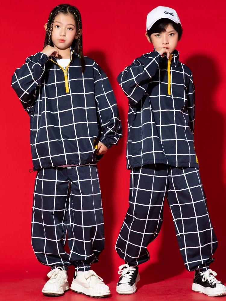 2022 Kids Hip Hop Clothing Boys Girls Tops Pants Loose Long Sleeved Kpop Outfit Jazz Dance Costume Street Dance Rave Wear BL9321
