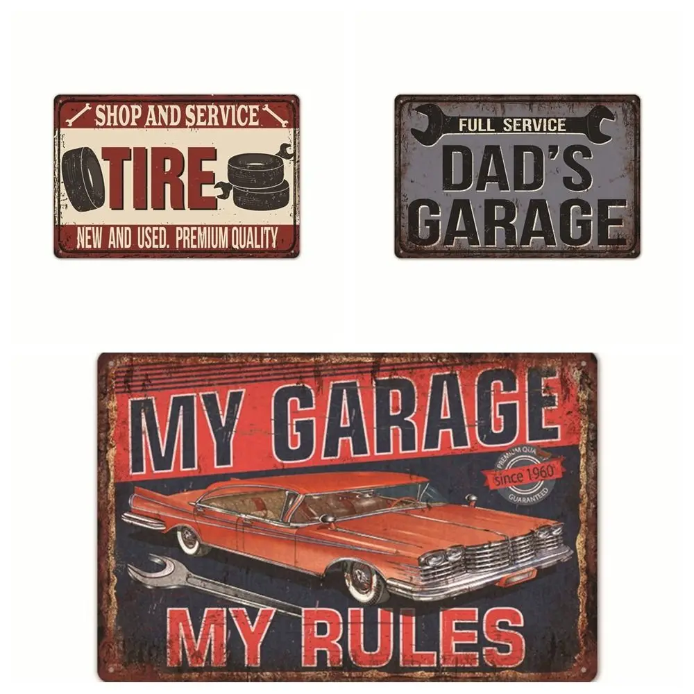 Prints Iron Vintage Metal Tin Signs Dad\'s Garage Plaque Wall Art Decor Caferacer Motorcycle Classic Car Funny Retro Signs Shop