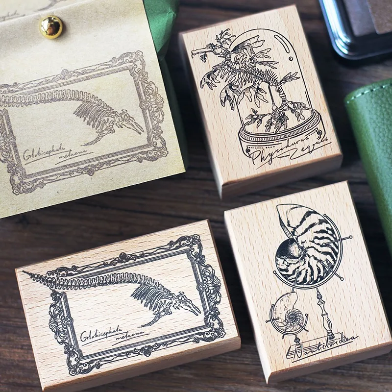 

Amu Studio Marine Skeletons Wooden Rubber Stamp DIY Scrapbooking Photo Album Card Making Wood Seal