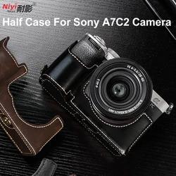 A7CII Camera Half Case PU Camera Base for Sony A7C2 A7C Mark II Retro Protector Bag Buttom Opening Battery Changable 1/4 Screw