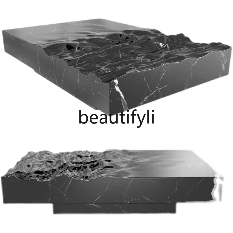 

Imitation marble FRP water ripple special-shaped coffee table personalized water cube tea table