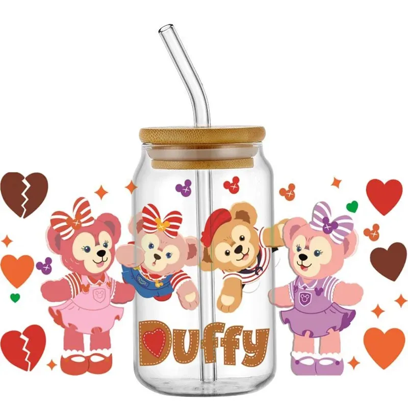 

3D Duffy Sticker 16oz UV DTF Cup Wrap Transfers Stickers Cartoon Bear Washable Custom Logo DIY Mug Sticker
