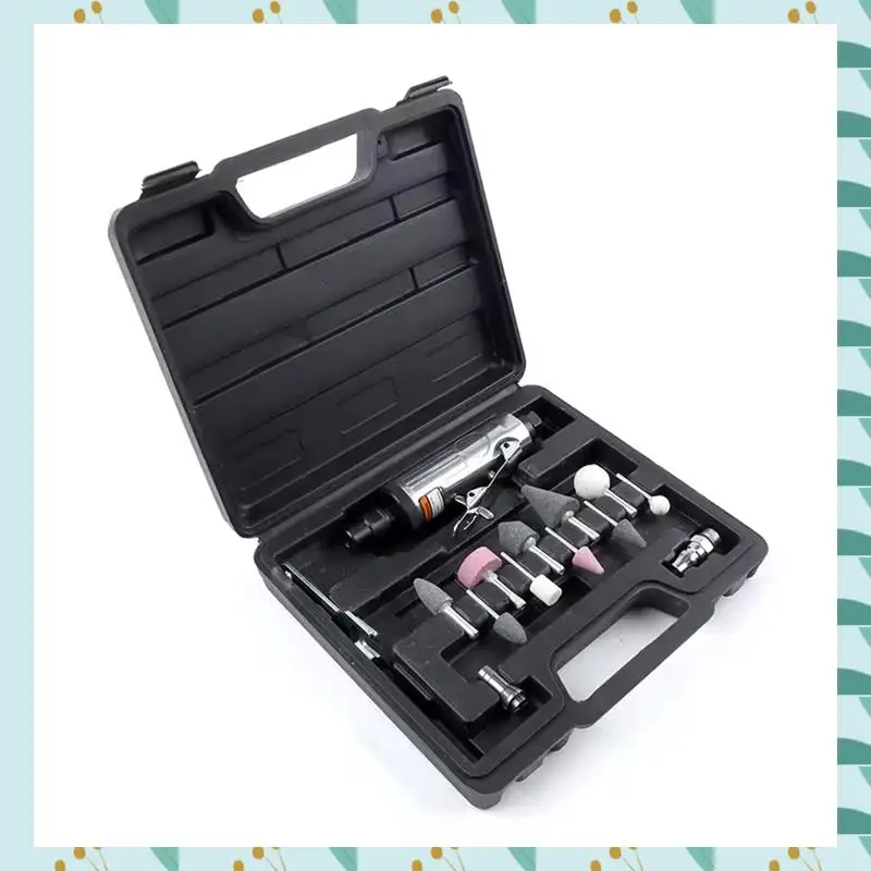 

A71P 1/4" Air Die Grinder Grinding And Polishing Machine Tool Kit With 10Pcs Grinding Heads And 3Mm/6Mm Chuck Engraving Set