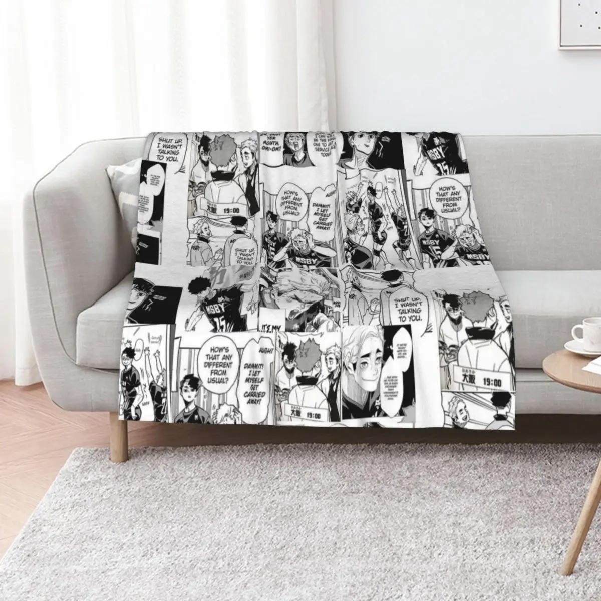 

Sakuatsu (Atsumu and Sakusa) Timeskip Manga Pannels Throw Blanket Picnic warm for winter halloween decorative Blankets