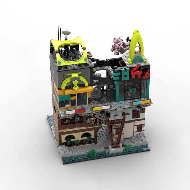 2324 szt. MOC Ninjagoses City winda klocki architektura prezent dla dzieci kreatywność i trening umiejętności operacyjnych
