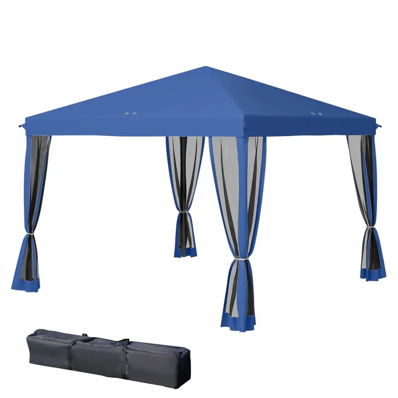 

Outsunny Tonnelle Pop-Up Barnum Foldable Colonial Style 3 X 3 m 4 Mosquito Nets + Carrying Bag Blue