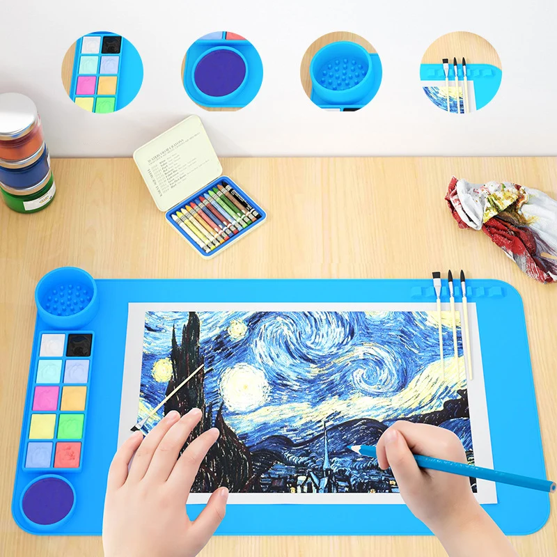 

Silicone Paint Pad, Color Palette, Non-Slip Heat-Resistant Painting Mixing Pad, DIY Handmade Art Paint Mixing Palette