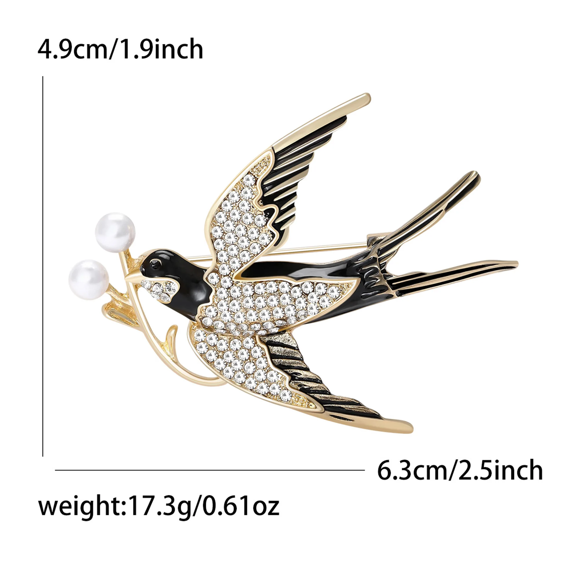 Emaille vredesduif draagt tak broche strass dier mode-sieraden accessoire cadeau