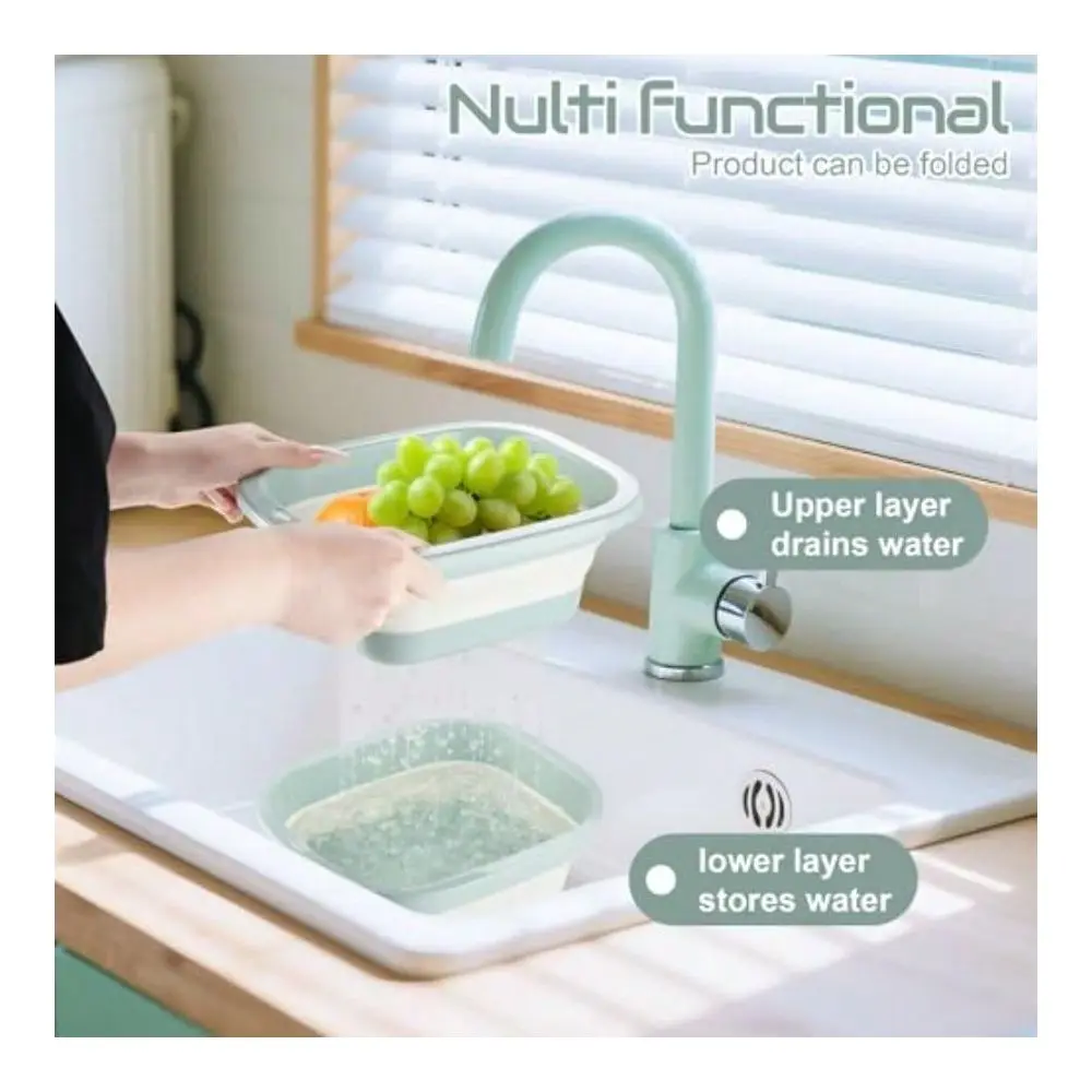 

Gal 5.5L Collapsible Dish Basin With Drain Basket Colanders Multiuse DoubleLayer Foldable Strainers Sink Tub Collapsible Wash B