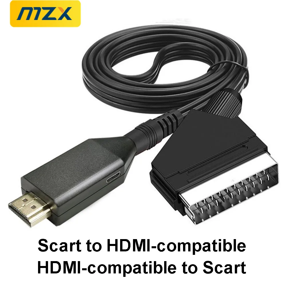 Convertidor de Cable Scart a HDMI y compatible con HDMI, adaptador 1080P, vídeo, Audio, AUF, HDTV, PC, DVD, accesorios de juego
