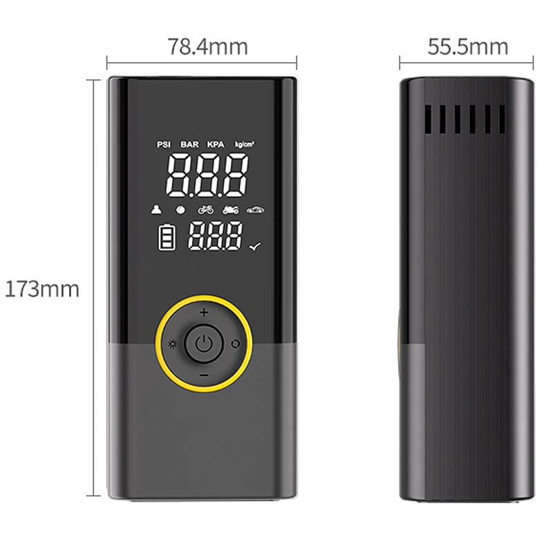 portable car tire air compressor, fast air pump, tire inflator, precise pressure air pump for motorcycle, bicycle ball.
