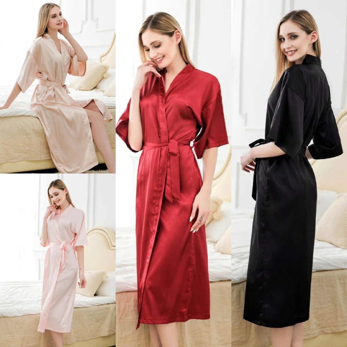 2PCS/Set Women Spring and Summer Pajamas Simple Solid Robe Dress Lacing Loungewear Maternity Homewear Soft Long Nightgown