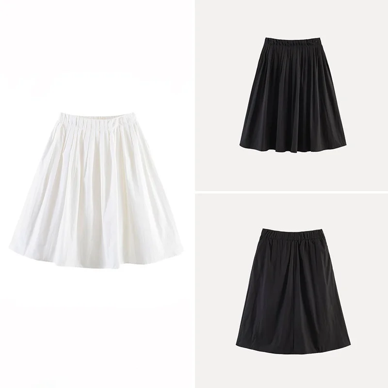 

Fashionable Mid-Length Half Skirt Women's Summer 2026 Elastic Waist Wide Hemline Skirt Stylish Daily Wear A-Line Skirt