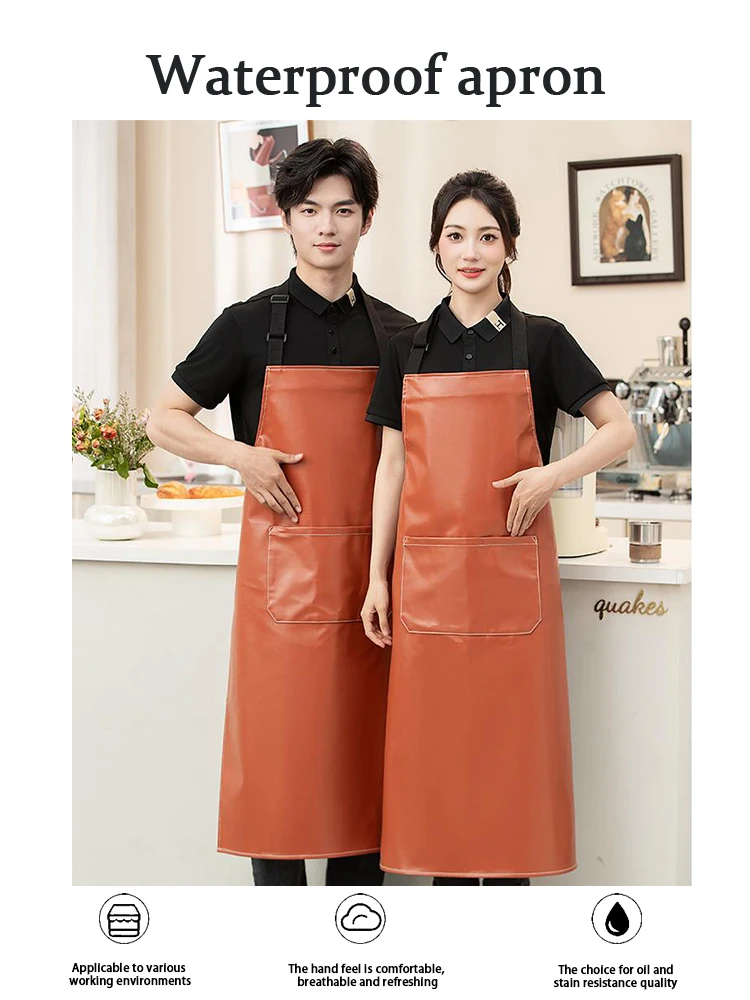 100% 방수 경량 손쉬운 청소 앞치마 부드러운 촉감 풀 PU 가죽 편안한 착용 디자인 만능 보호 작업 앞치마