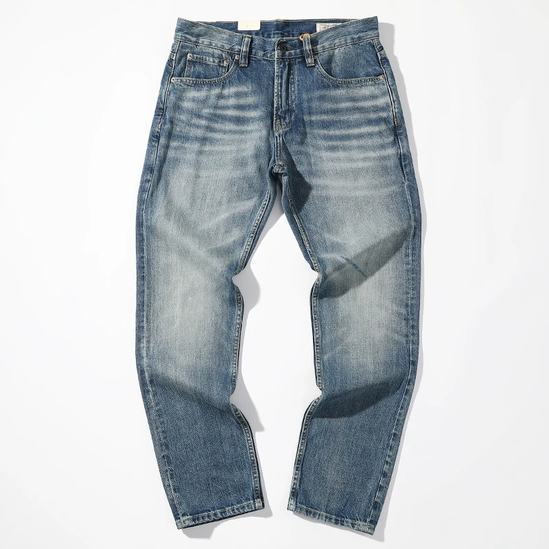 2025 Spring And Autumn New American Retro Men\'s Washed Made Old Straight Leg Jeans Fashion Comfortable 100% Cotton Casual Pants