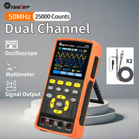 TOOLTOP ET852C 50Mhz Digital Oscilloscope Multimeter Signal Generator 3 in 1 Dual Channel Handheld Oscilloscope Automotive Tools