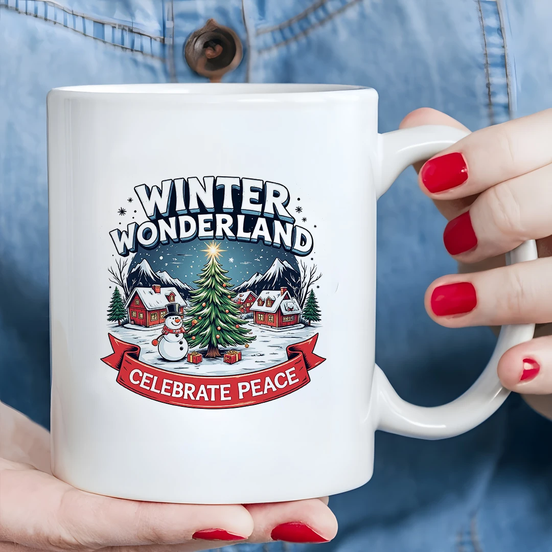 11oz cartoon Christmas mug + snowflake starry sky design Christmas gift kids cup home office coffee mug set