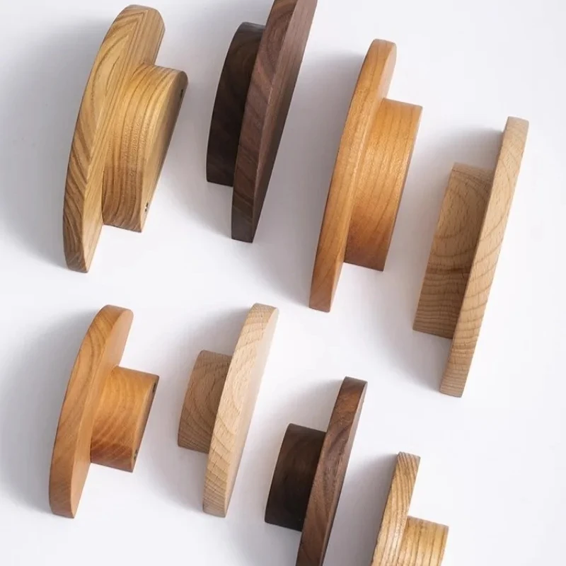 Kitchen Cabinet Door Wood Knobs Pulls Wardrobe Shoe Cupboards Drawer Semicircle Pulls Dressing Table Wooden Furniture Handles
