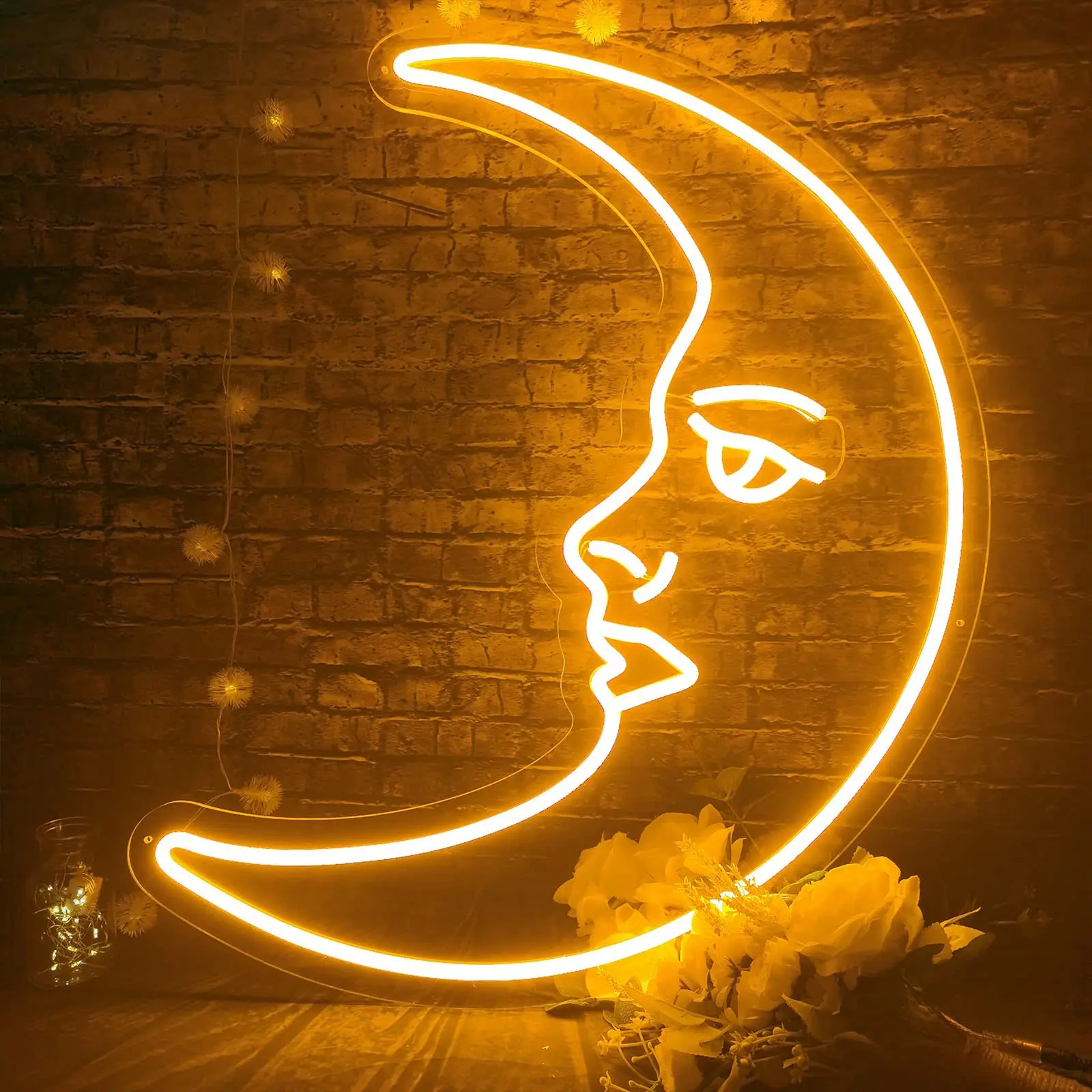 Retro Moon Face LED Sign Light, Luz noturna para o quarto, Casa, Bar, Homem Caverna Festas, Housewarming Presentes