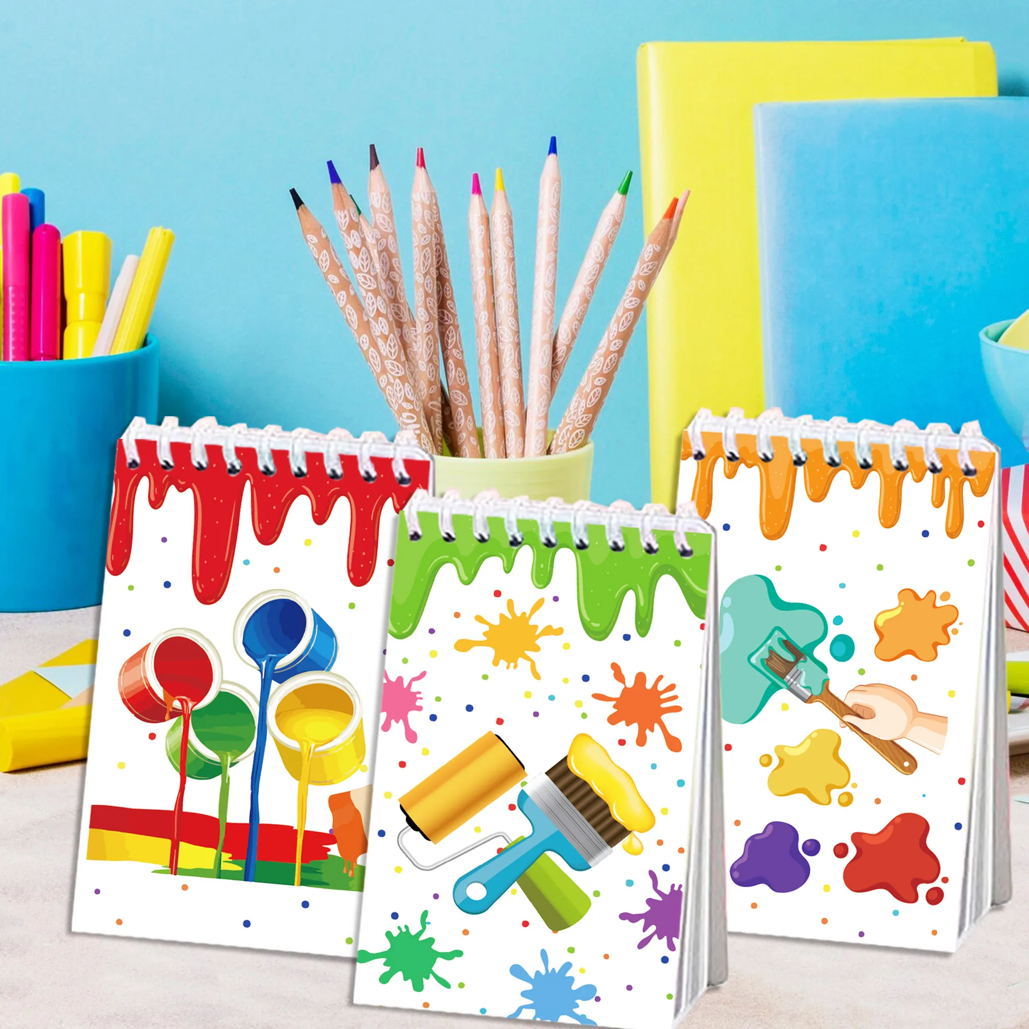 8 pz Arte Tavolozza di Colori A Tema Mini Spirale Tasca Notebook Memo Pad Bobina Libretto Notepad Per Ufficio di Cancelleria Scuola Diari