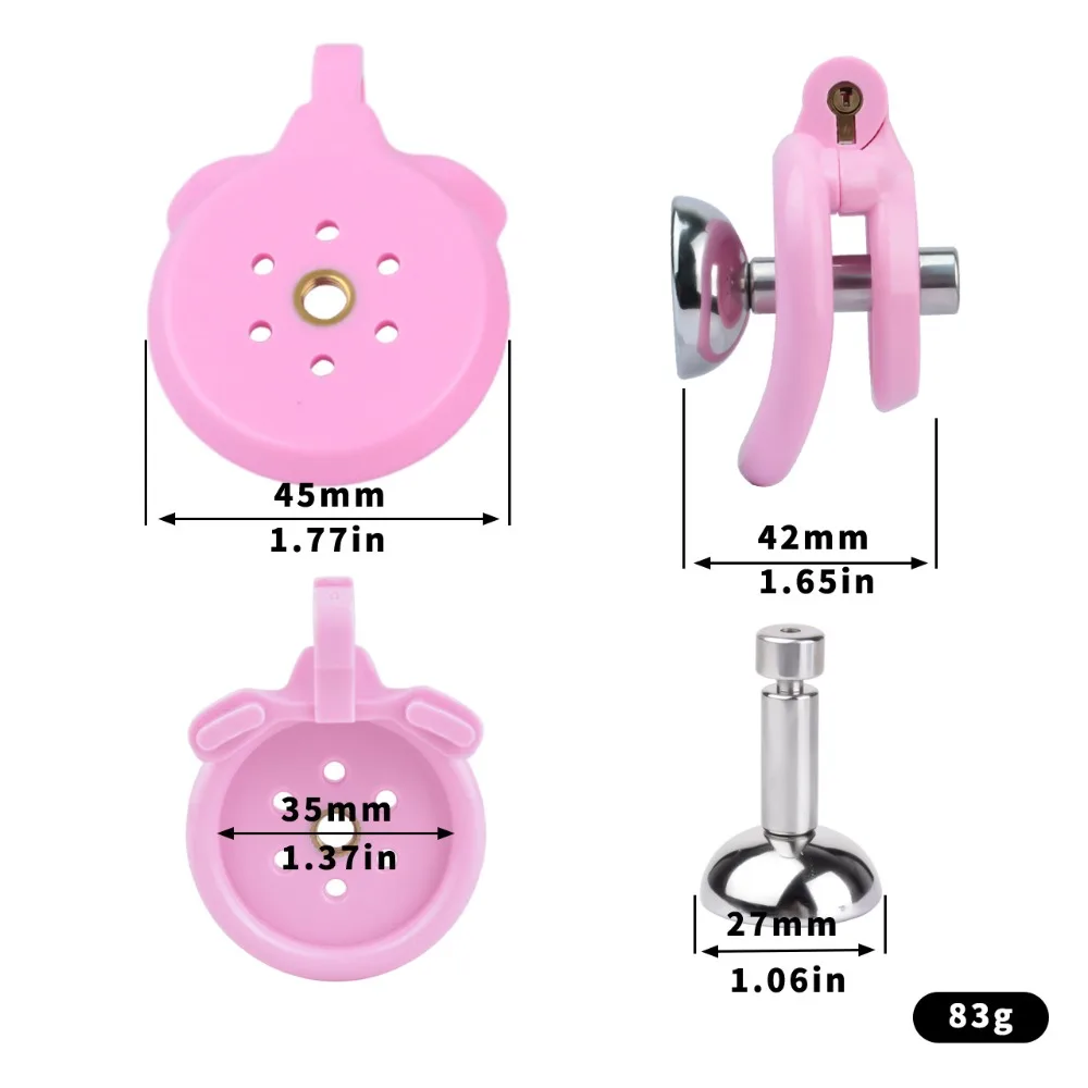 Resin Male Chastity Cage with Detachable Metal Urethral Inverted Catheter Sissy Flat Cock Cage BDSM Sex Toys for Men Penis Lock - view 2