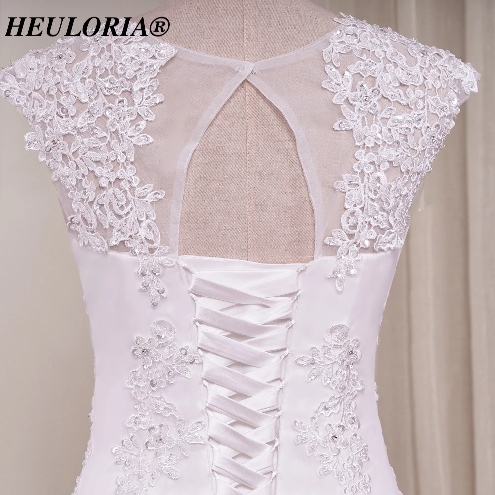 HEULORIA vintage Mermaid Wedding Dresses o neck lace beading Bride Dress lace up plus size Robe de mariage customize