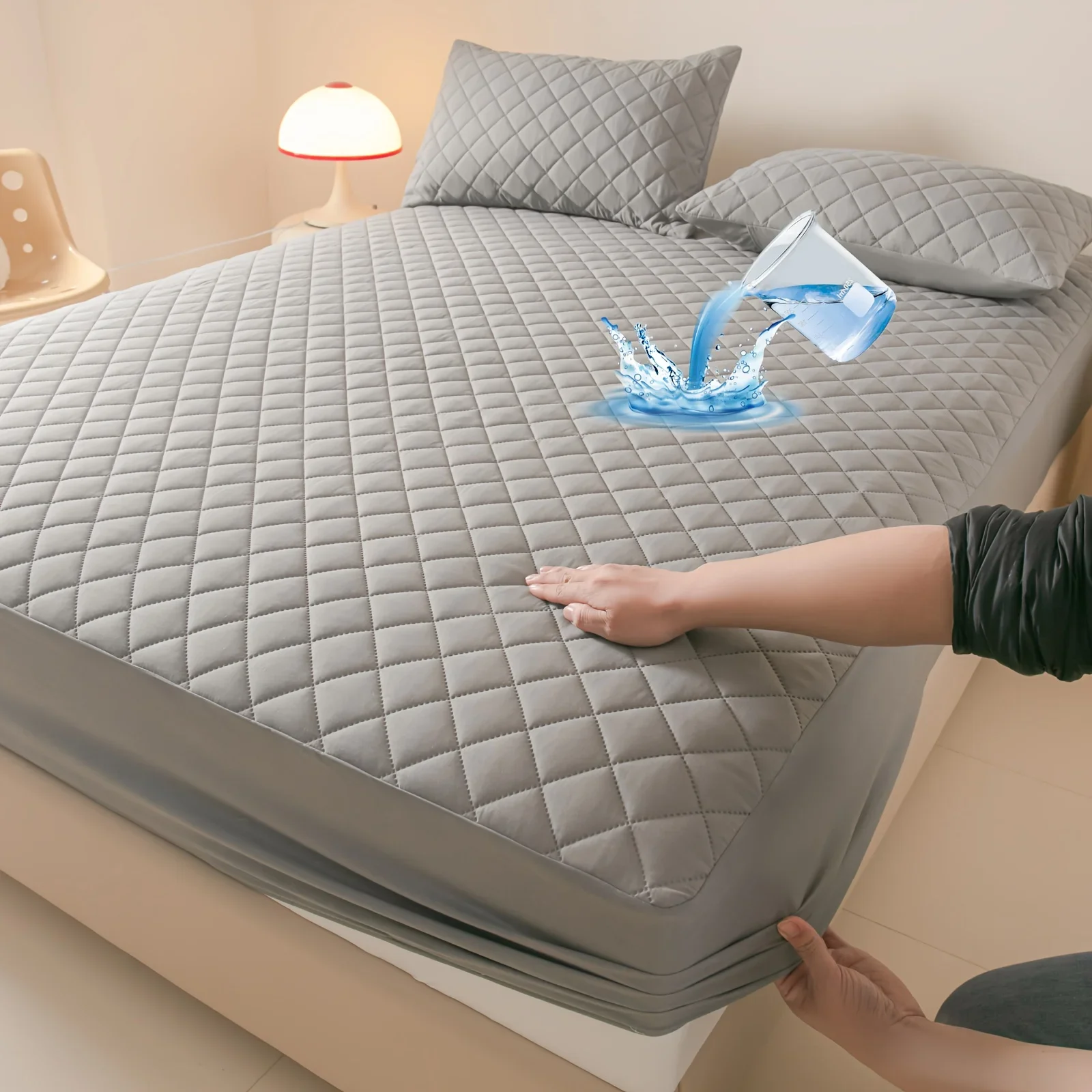 Quilted Waterproof Mattress Cover Super Soft Comfortable Fits Snug Under Sheets for Bedroom Guest Room Hotel Decor