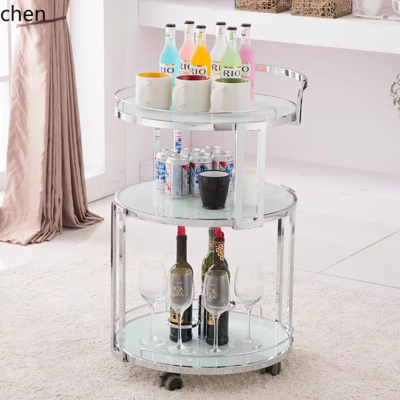 DSALuxury High-End Small Cart Mobile Gold Three-Layer Trolley Beverage Tea Cart