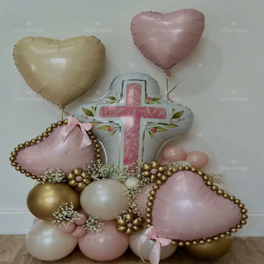 36 stücke Baby Taufe Ballon Mädchen Kreuz Bad Folie ballon Kommunion Taufe Engel Baby Taufe Ballon Dekoration Lieferungen Geschenke
