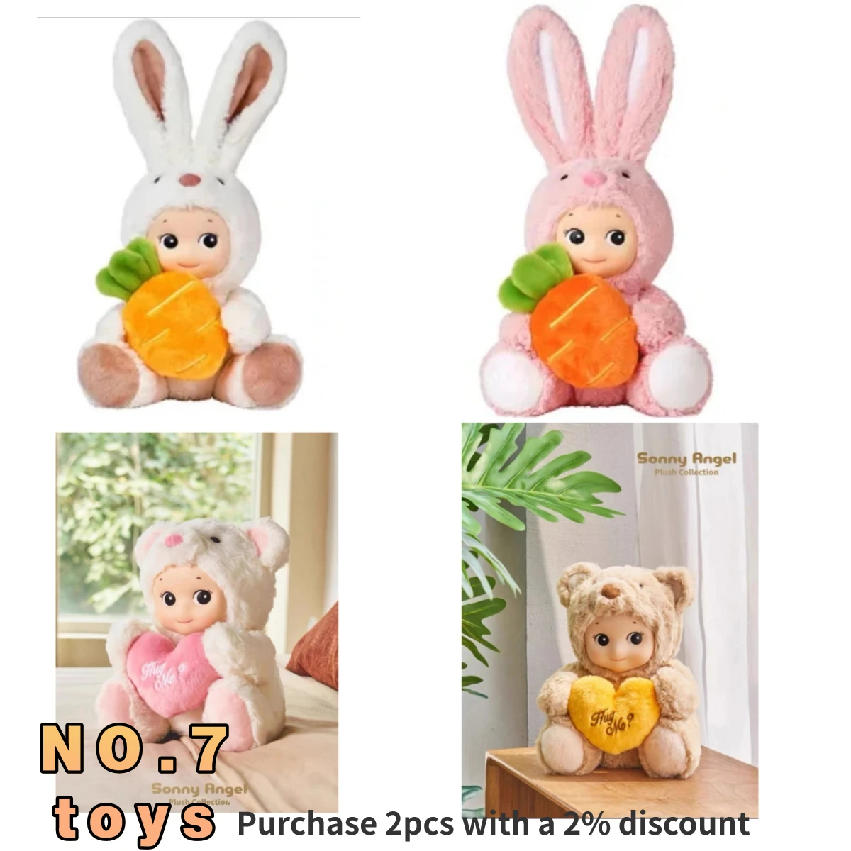 

Original Sonny Angel Holding Rabbit Bear Enamel Plush Doll Accompanying Cute Healing Girl Birthday Surprise Gift Kid Comfort Toy