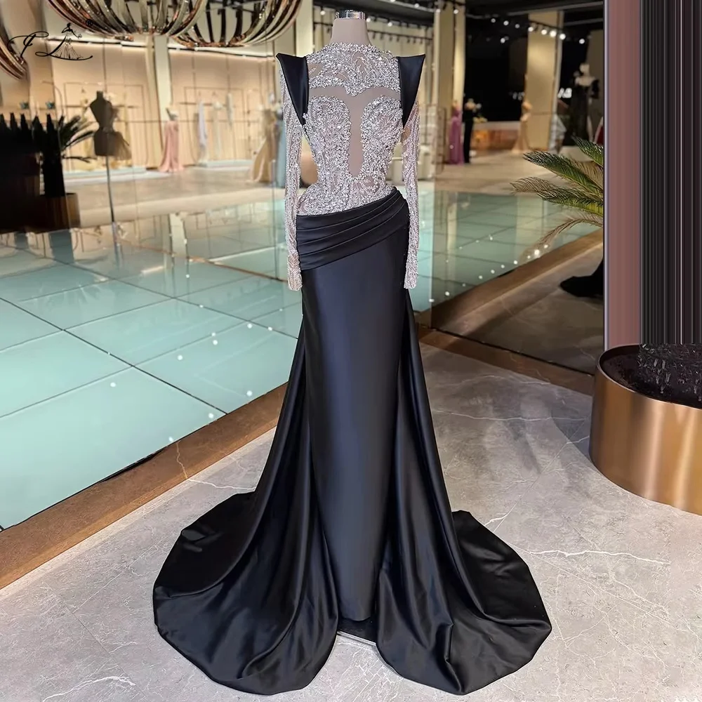 Ausschnitte Abend Strass Illusion Langarm Meerjungfrau Partykleid Slim Fit Kleider Formelle Anlässe Kleider Hochzeitsgastkleid