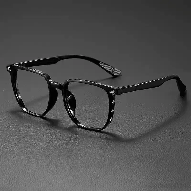 New Temperament Black Frame Fashion Anti Blue Light Glasses for Unisex Large Frame Flat Light Eye Protection Decorative Eyewear