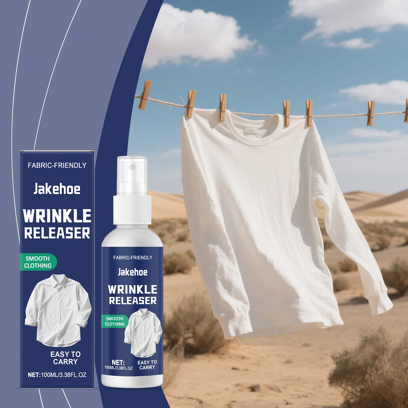 

Clothes Wrinkle Remover Spray - No Ironing Needed, Quickly Smooths Wrinkles, Fits Multiple Fabrics, Essential for Trips & Travel