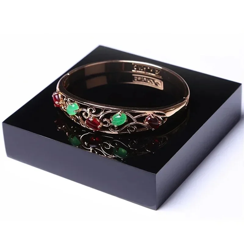 سميكة الاكريليك الصلبة الناهض الأسود البرسبيكس ختم كتلة مجوهرات التجميل عداد عرض حالة دمية حامل ورقة تزيين المنزل #4