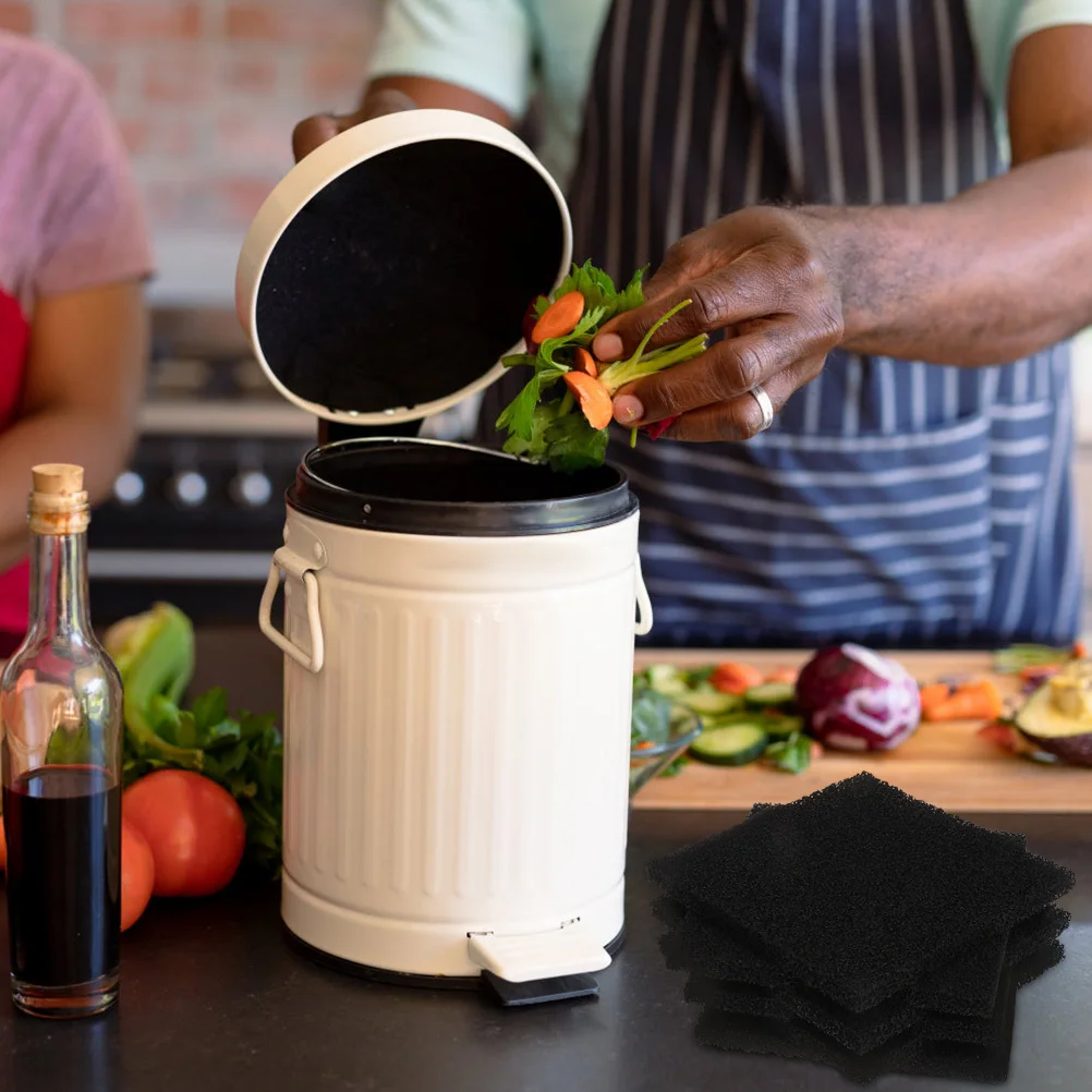 

6pcs Filter For Garbage Can Compost Bin Black Carbon Replacement Pad Deodorizer Charcoal Filter Trash Can Filtration Accessory