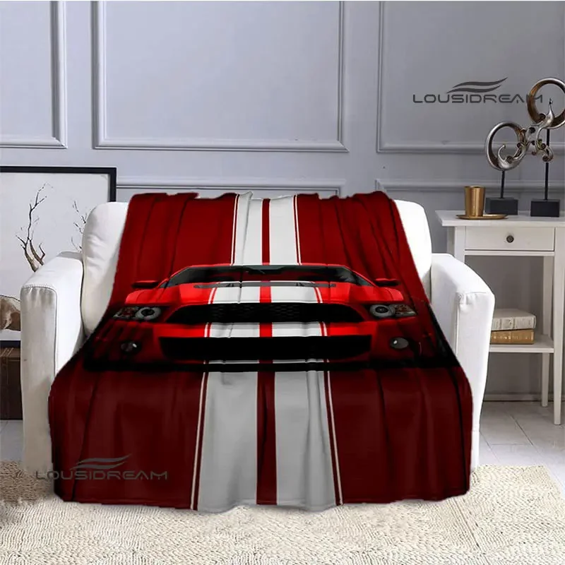 Couverture imprimée Mustang pour voiture, couverture chaude pour lits, couverture étendue, doublures de pique-nique, cadeau d\'anniversaire, glouton
