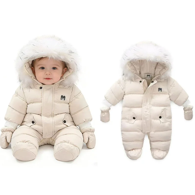 Newborn Baby Clothes Autumn and Winter Thicken Baby Romper Overalls Warm Baby Jumpsuit Plus Velvet Baby Coat Clothing 0-18Months