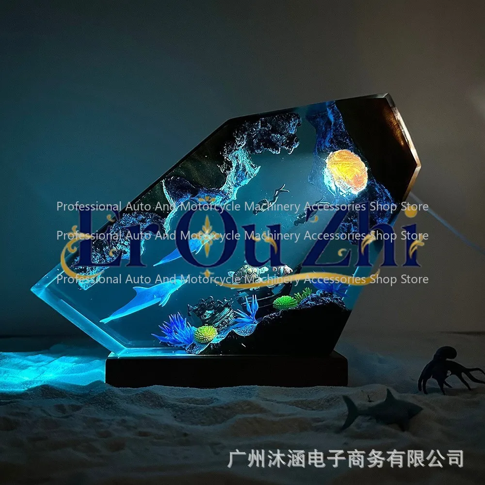 Dolphin and Turtle Resin Night Light Couple Divers Explore Underwater World Unique Decorative Christmas Gifts