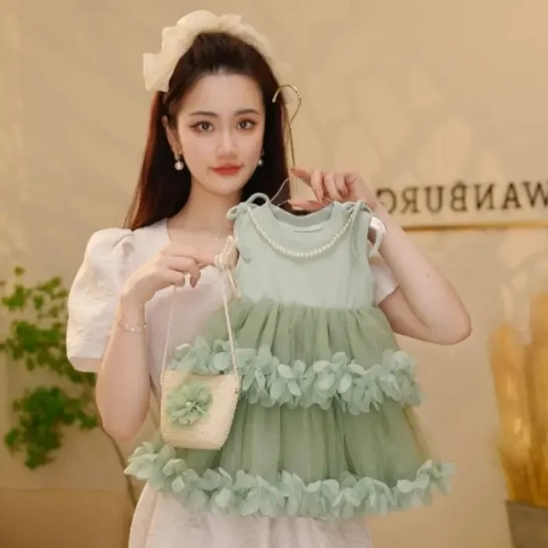 

Girls' Summer Dress2025New Style Children's Dress Summer Mesh Baby Princess Fashionable