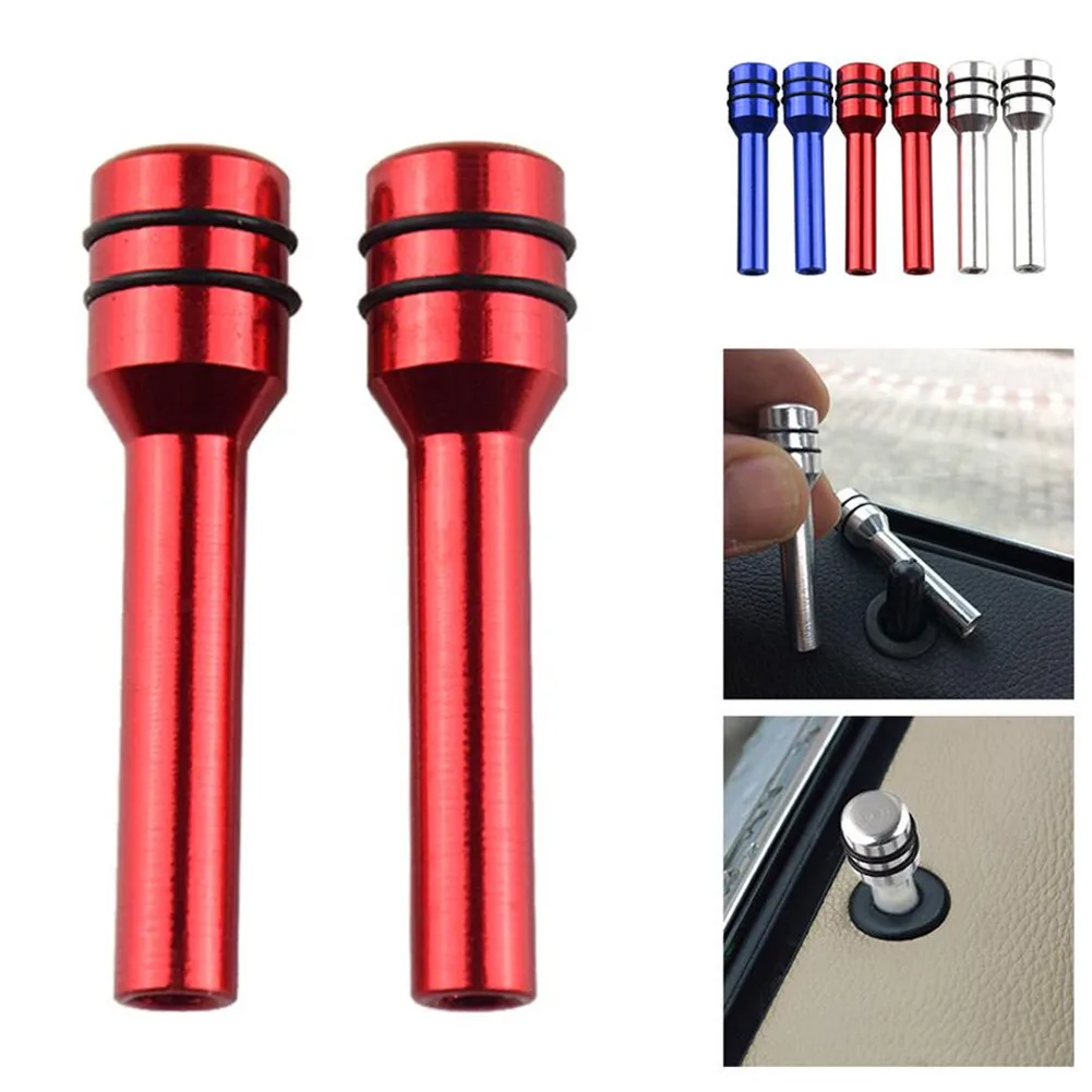 2Pcs Universal Car Door Lock Pins Auto Safety Door Interior Lift Status Button Lifting Aluminium Alloy for Car Truck SUV Trailer