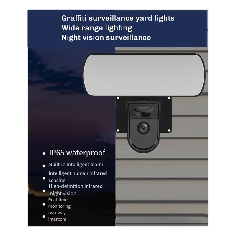 ใหม่-Tuya Wifi กล้องโคมไฟติดผนังสวนกล้องรักษาความปลอดภัยกลางแจ้ง IP65 PIR Smart Detection Sensor Light Alarm