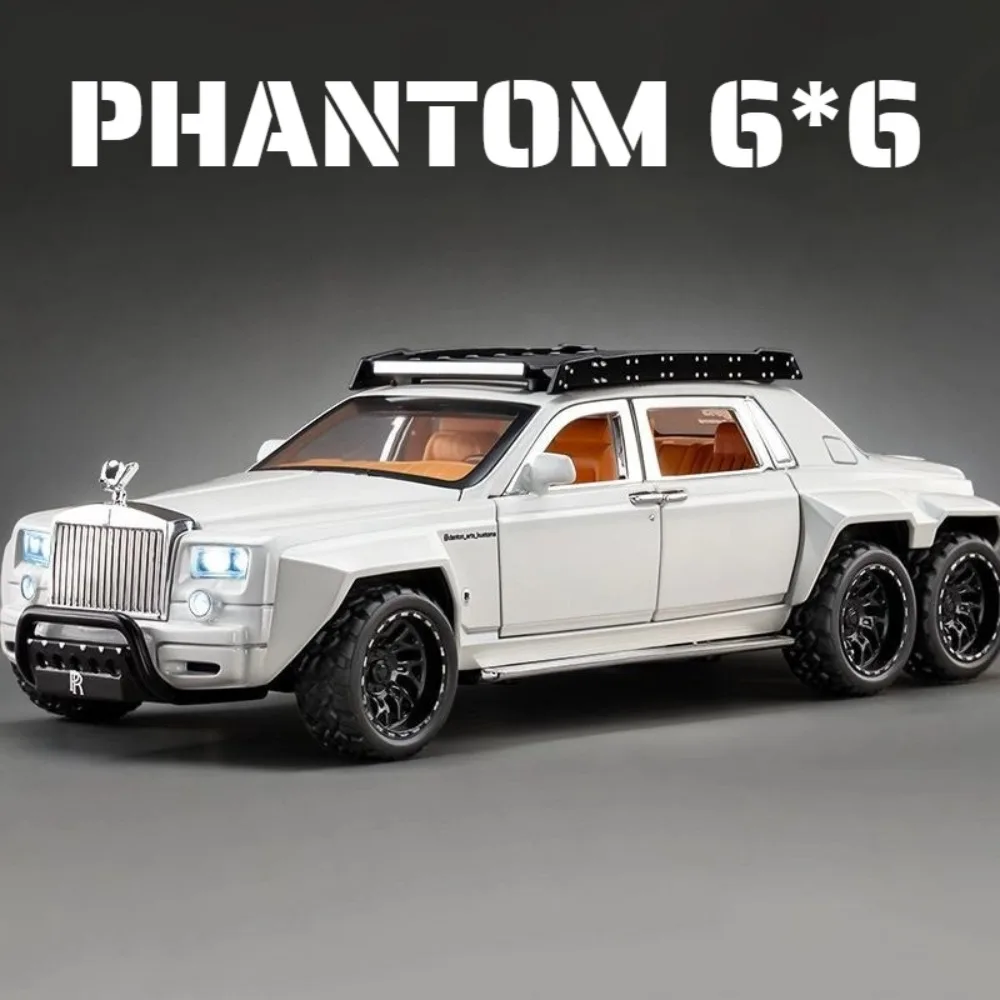 1:32 Phantom 6x6 Wraith Model Samochodu Zabawka Odlew Metalowy Dźwięk Światło Otwierane Drzwi Pojazd Terenowy Modele Kolekcjonerskie Prezenty dla Chłopców